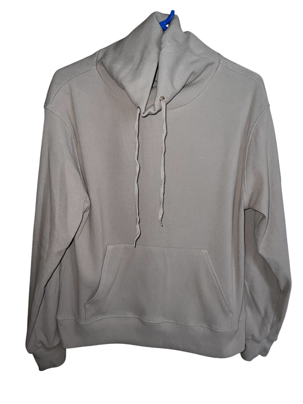 Jasmine Rose Women’s Luxe Taupe Ribbed Pullover Funnelneck Sweatshirt Size Small